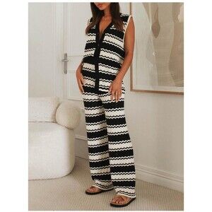 NWT Women’s  2 piece Crochet Pants+Top size L Stylish Comfy and Chic Loungewear